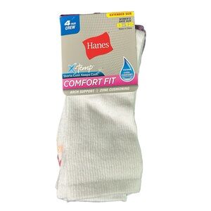 Hanes / Comfort Fit 4 Pair Crew Socks, Extended Size